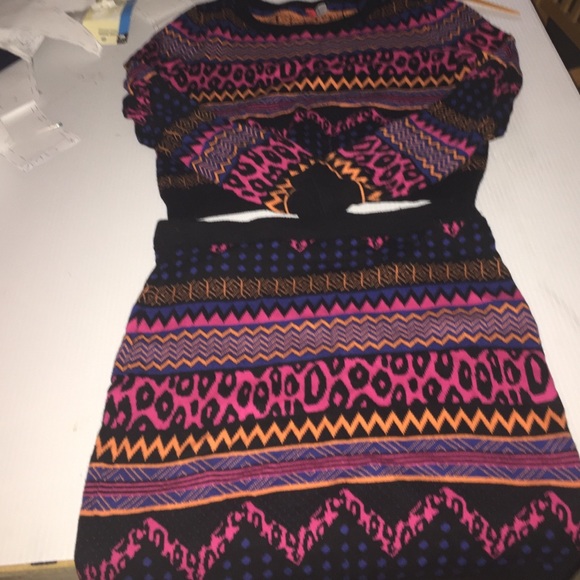 Crop sweater and mini skirt