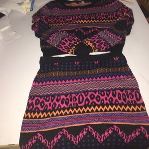 Crop sweater and mini skirt