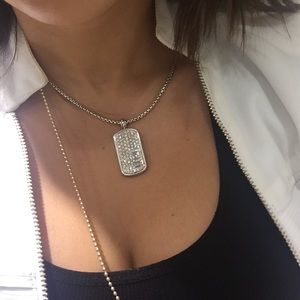 David yurman 2.0 ct diamond dog tag