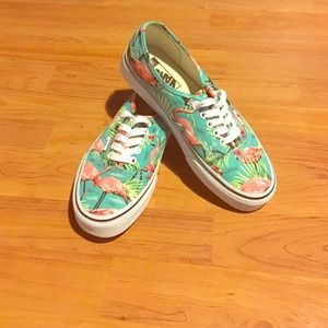 Turquoise Flamingo Vans. Size 8.5 in Women's