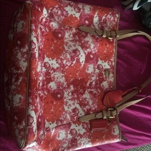 Floral print coach tote