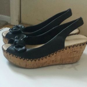 Black and cork sandals