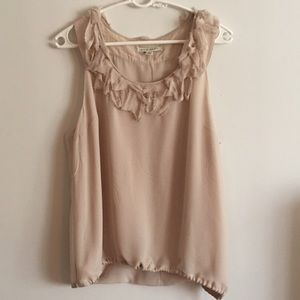 Banana Republic sleeveless silk top w/ ruffles