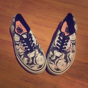 Black and White Rose Vans