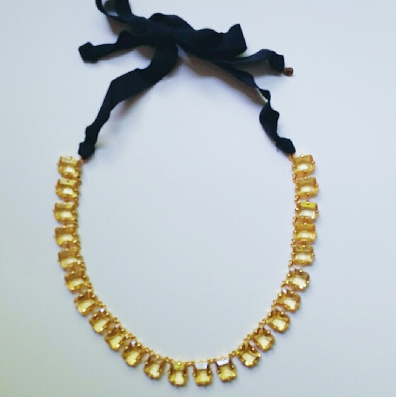 J. Crew Crystal Necklace With Ribbon Tie
