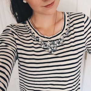 Striped J. Crew shirt with neck embellishment