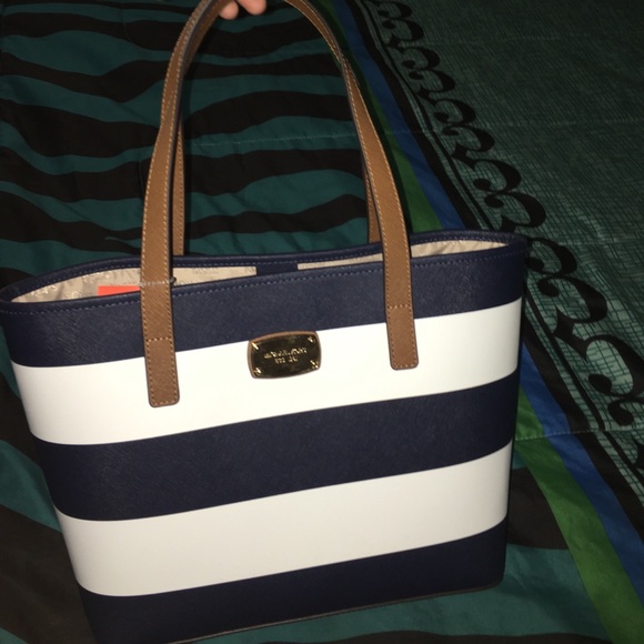 Michael Kors bag navy blue and white
