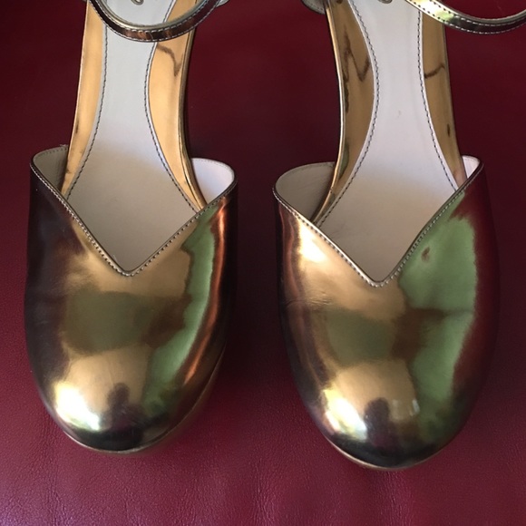 Gucci metallic leather and wood platform heels NBW - Picture 4 of 4