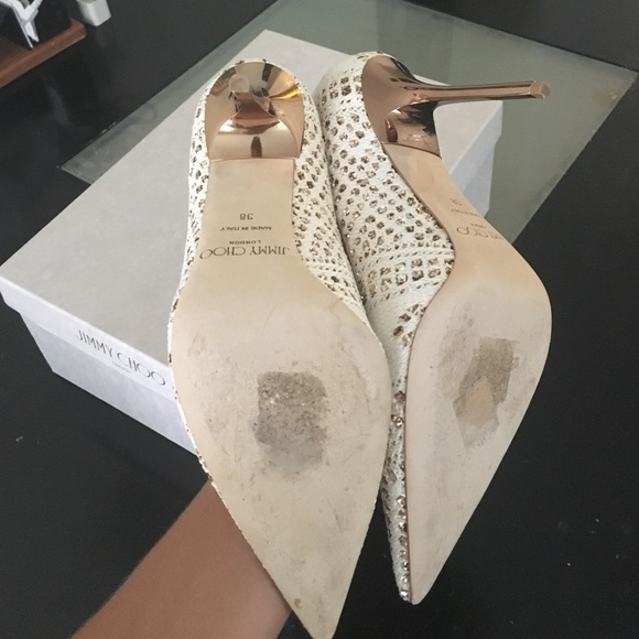 πHost Pick!πwhite & gold Jimmy Choo pumps - Picture 3 of 3