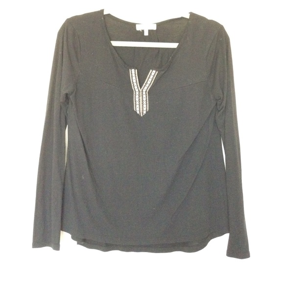 Black Log Sleeve Aztec Embroidery