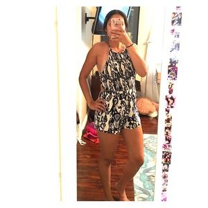 Navy blue and white romper