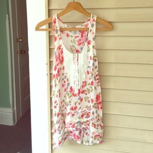 Free People Floral Racerback Blouse