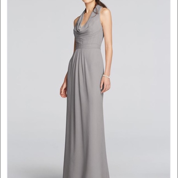 Long chiffon dress w/cowl neck, MYSTIC, size 0