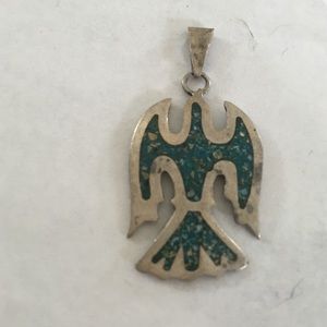 Native turquoise & silver charm