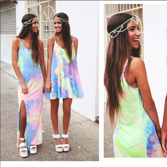 Tie dye maxi dress small never worn!