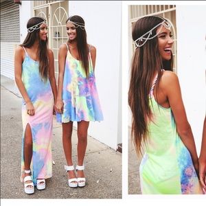 Tie dye maxi dress small never worn!