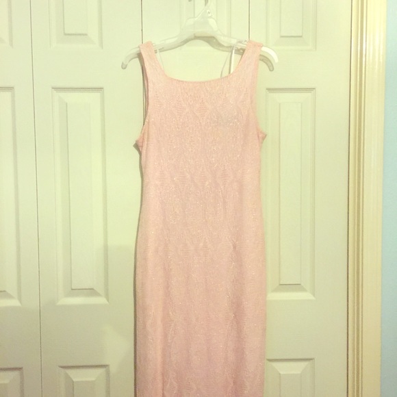 Gorgeous crochet shimmery pink maxi dress