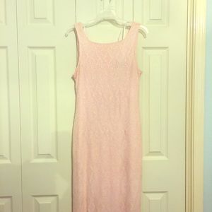 Gorgeous crochet shimmery pink maxi dress