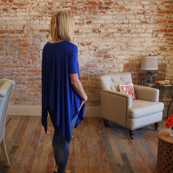 Royal blue short sleeve trapeze tunic - Picture 4 of 4