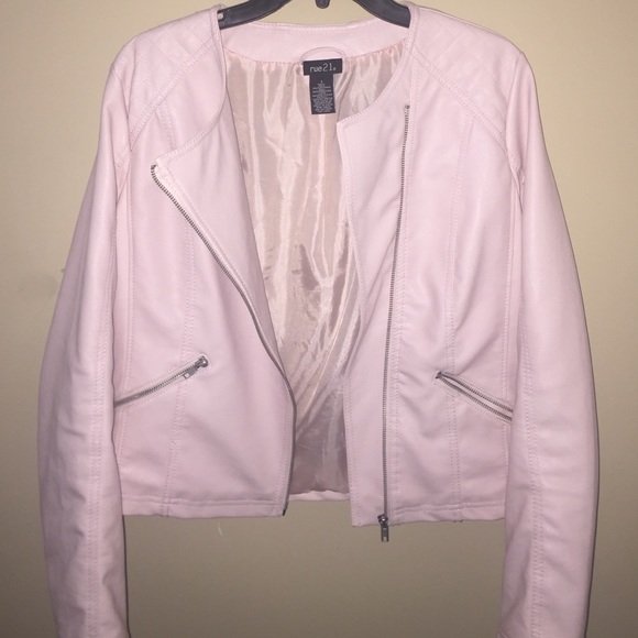 Stylish shell pink leather jacket