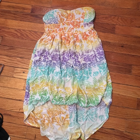 Multicolored tribal high-low dress