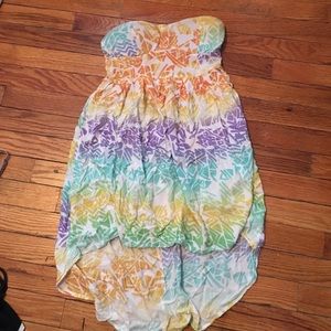 Multicolored tribal high-low dress