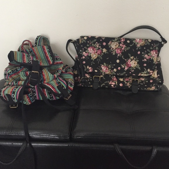 Tribal Print Back Pack and Floral Satchel