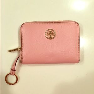 Tory Burch Robinson Pale Pink Keychain Wallet