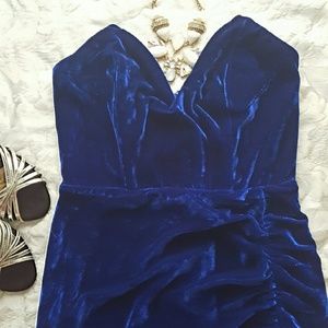 LAST DAY! Royal Blue Velvet Strapless Dress
