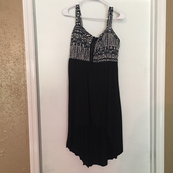 Black & White Tribal Print High-Low Dress