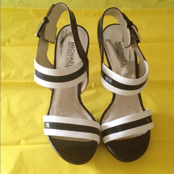 Michael Kors Black and White Patent Sandals