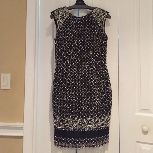 Beaded Jovani black pearl dress