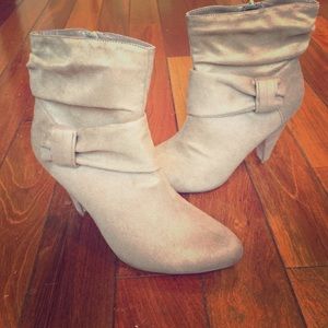 Tan Suede Heeled Booties
