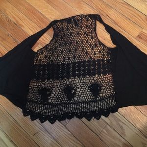 Black see-through back cardigan