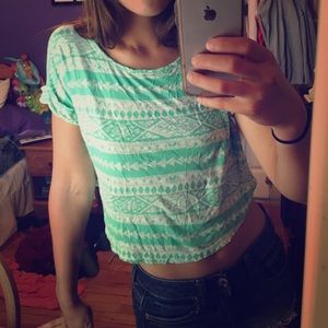 Mint tribal crop top