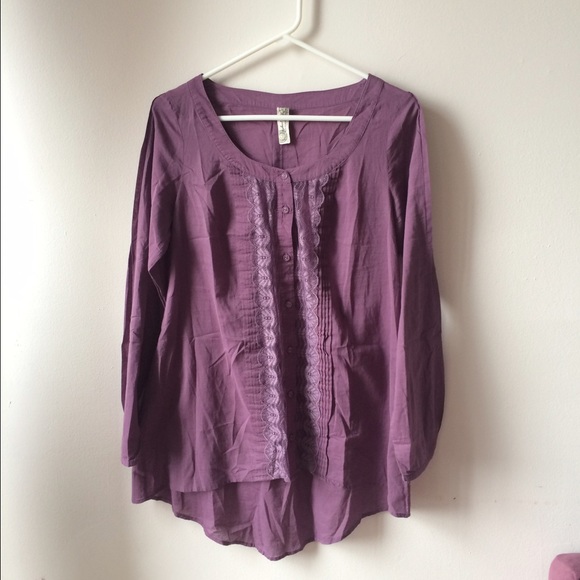 Free People Purple Lace detailed Button Down