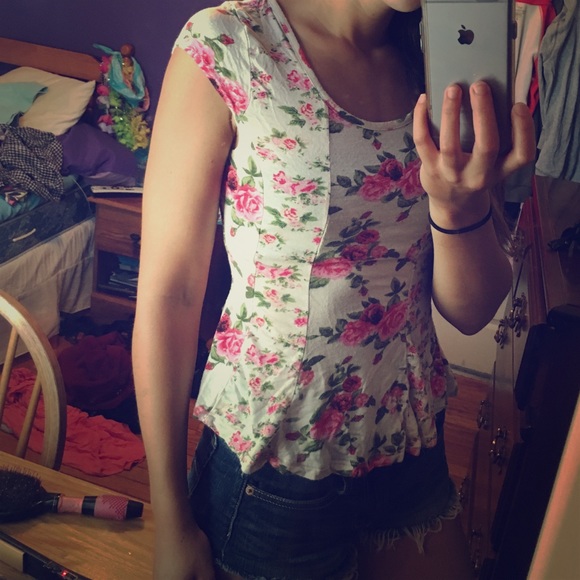 Tight fitting floral shirt