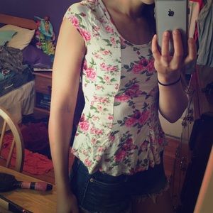 Tight fitting floral shirt