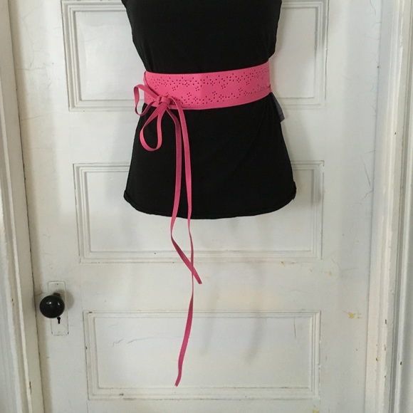 Faux leather tie belt