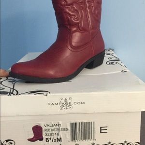 Rampage new Red Distressed Cowgirl Boots 8.5