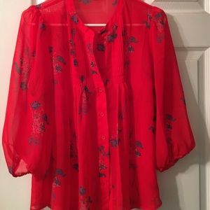 Red blouse sheer size large
