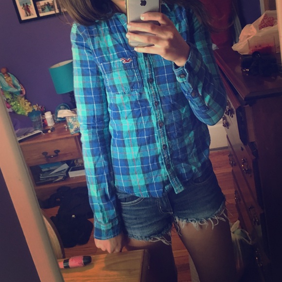 Blue Hollister flannel shirt