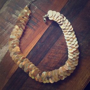 Iridescent layered shell necklace