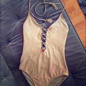 Red Carter Gold Sparkly Bathing Suit