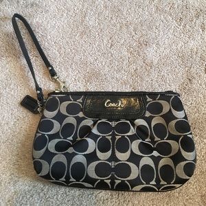 Black Coach Logo Wristlet
