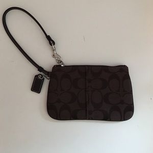 Coach Signature Fabric Wristlet in Brown