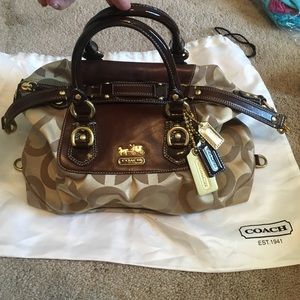 Brown/Tan/Gold Coach purse