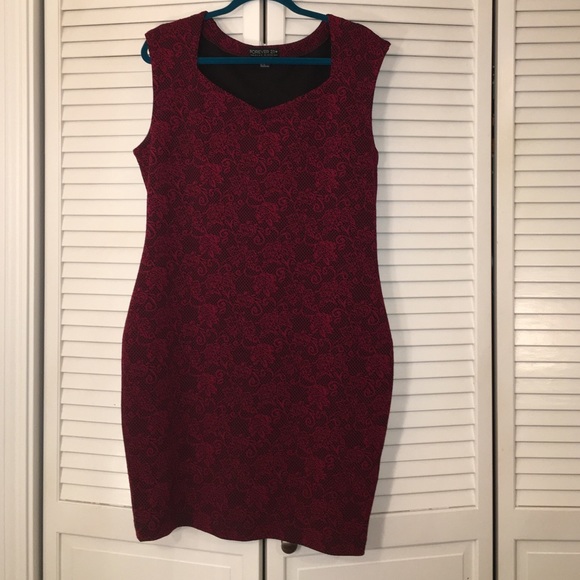 Red floral print dress