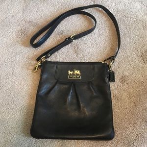 Black leather Coach cross body purse