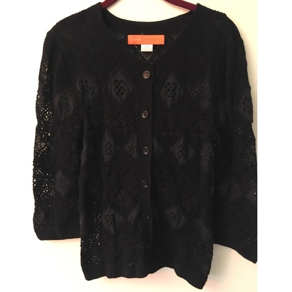Cynthia Steffe Black Eyelet Cardigan